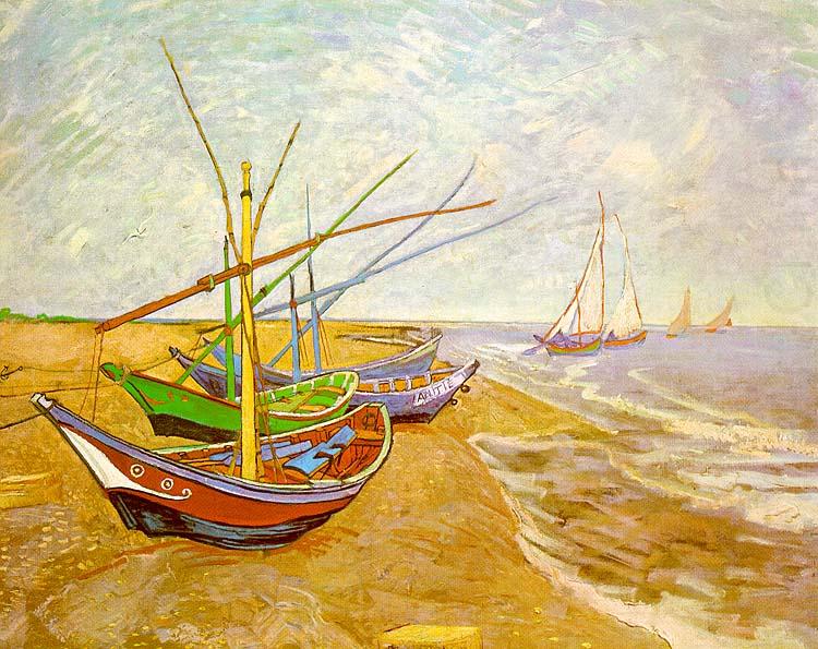 Fishing Boats on the Beach at Saintes-Maries, Vincent Van Gogh